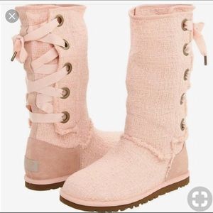 Baby pink lace up ugg boots Never worn